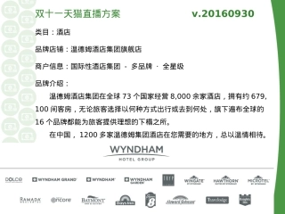 双十一天猫直播方案-温德姆酒店集团旗舰店