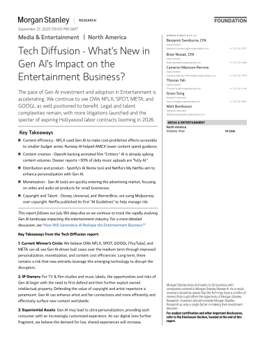 2025年生成式AI对文娱业影响的新动态报告（英文版）-摩根士丹利